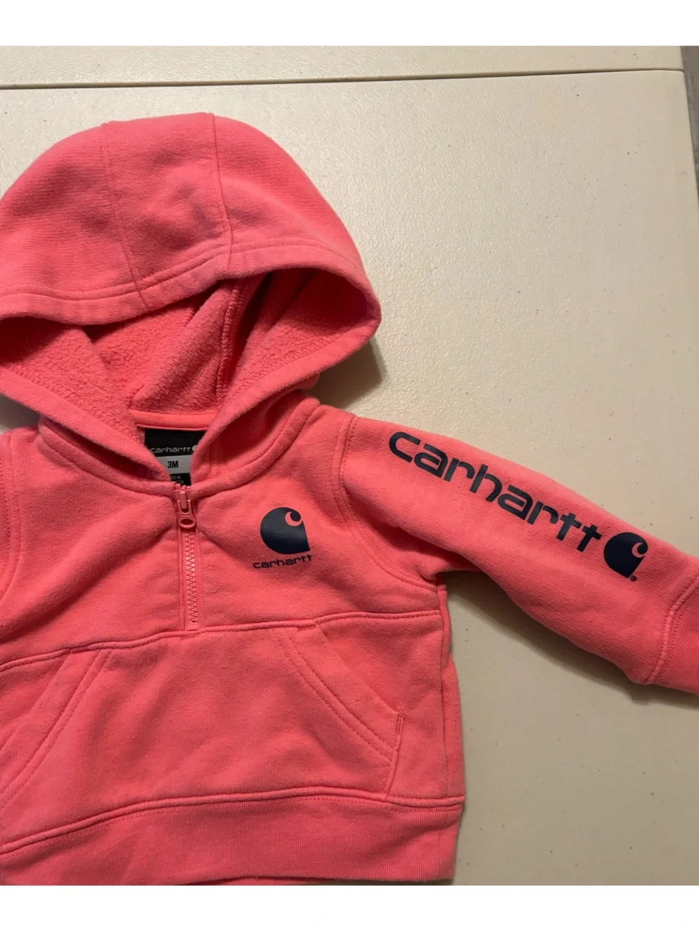 Carhartt Kids Pullover Hoodie in Coral 3M  0026S